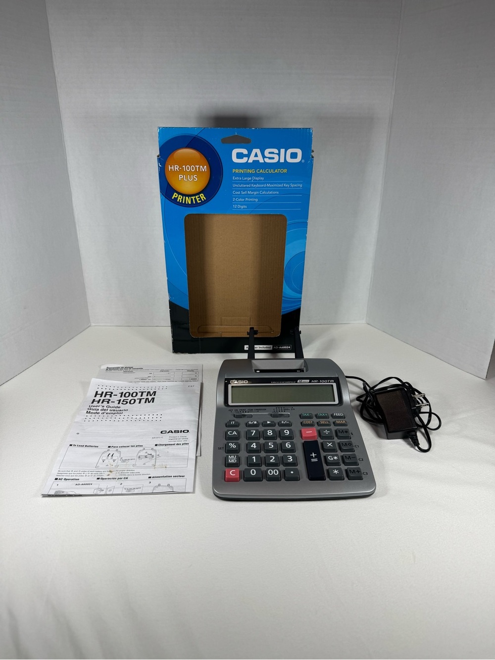 Casio HR-100TM Plus Desktop Printing Calculator 2 Color, Tested Working in Box